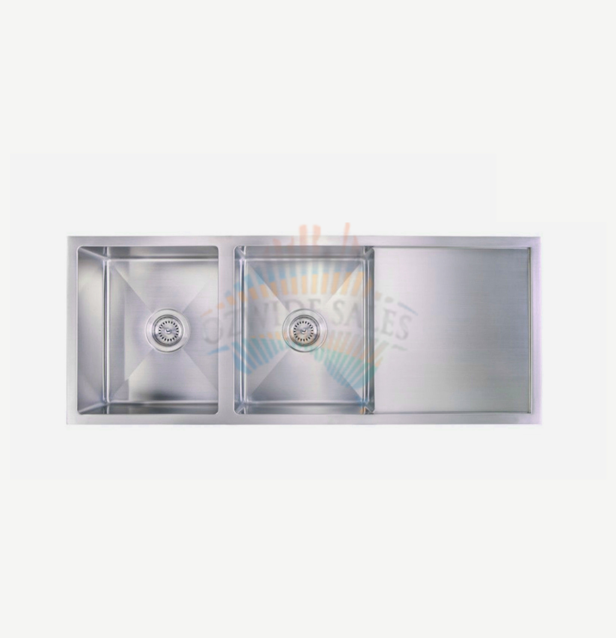 Square Kitchen Sink 304 Stainless Steel Double Bowl & Drainer Top ...