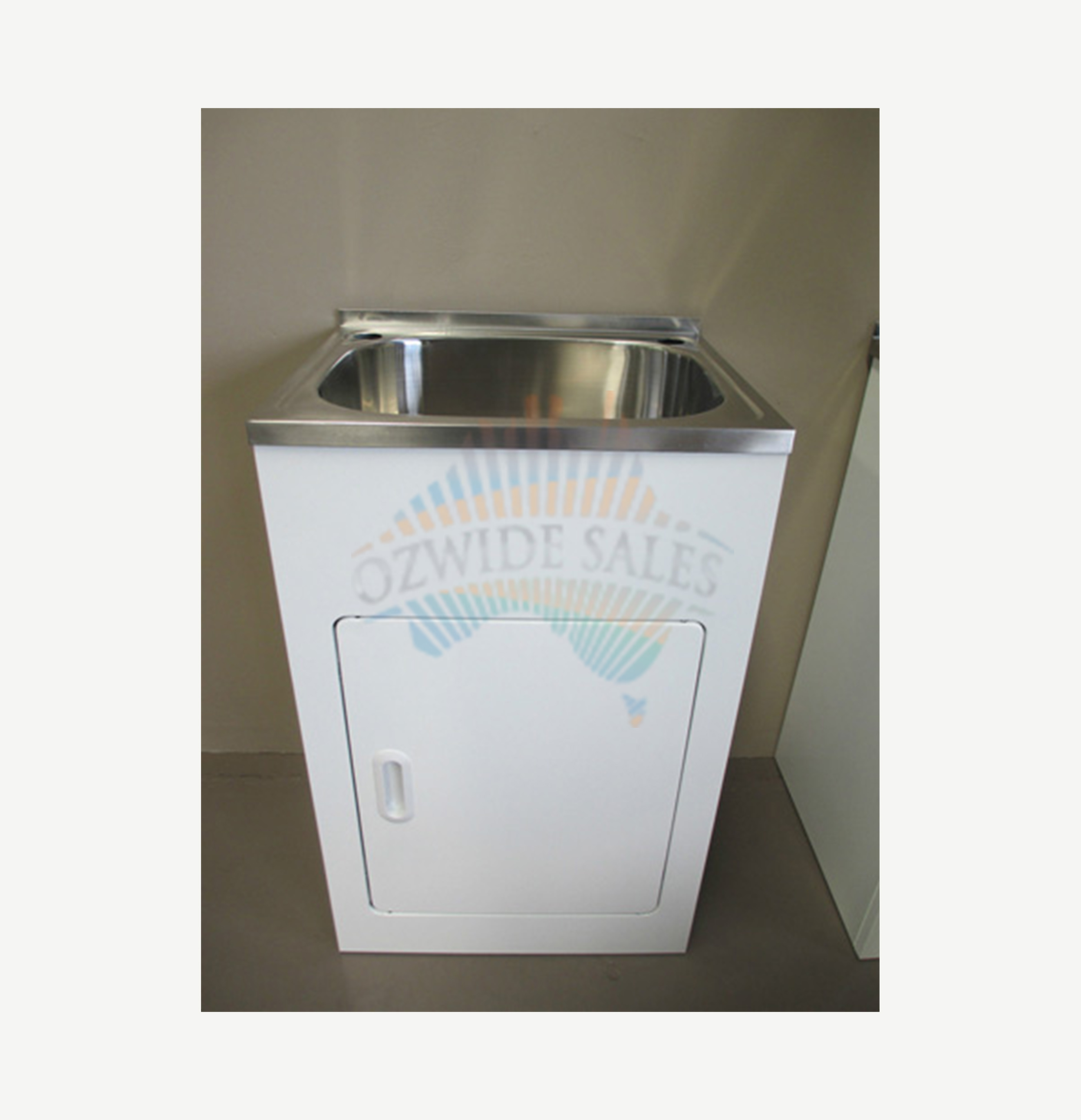 Laundry Tub 35L Stainless Steel Sink Cabinet Trough Adjustable Waste ...
